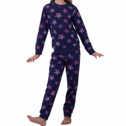The Essentials Wardrobe Girls Pyjama Set with Long Sleeve T-Shirt & Bottom Pants Sleepwear Loungewear & Nightwear for Kids Soft & Comfortable Top & Trousers 4-13 Years
