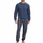 The Essentials Wardrobe Mens Fleece Pyjama Set with Long Sleeve T-Shirt & Bottom Pants Sleepwear Loungewear & Nightwear for Men Soft & Comfortable Top & Trousers Size S-XL