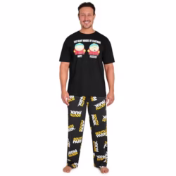South Park Mens Pyjamas Set T-Shirt Long Bottoms Teens PJs Comfy Loungewear Kenny Eric Cartman Nightwear Funny Gifts for Men