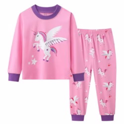 Toddler Girls Pyjamas Set, 100% Cotton Pajamas Pjs Nightwear Cute Print Flamingo Kids Christmas Sleepwear Tops & Pants Children Outfit Age 2-8 Years