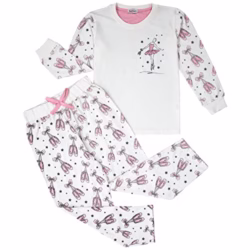 A2Z 4 Kids Girls Ballerina Print Children PJs 2 Piece Cotton Set Lounge Suit Nightwear Sleepwear Top Bottom Pyjamas Loungewear Dress Up Outfit Set Gifts for Children & Girls Age 2-13 Years