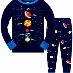 Popshion Boys Pyjamas Dinosaur Glow in the Dark Cotton Pjs Sets Toddler Long Sleeve Sleepwear 2 Piece Christmas Nightwear 2-10 Years
