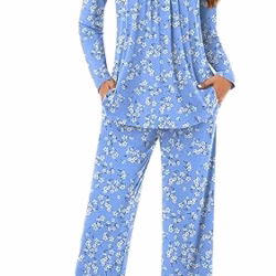 Bestbee Women's Pyjama Sets, 2 Piece Nightwear Lounge Outfits Fall & Winter Long Sleeve With Pockets Ladies Pjs