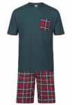 Mens Short Pyjamas PJ Set Premium Sleep Lounge Tartan Plaid Nightwear M-XXL New