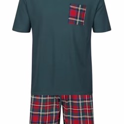 Mens Short Pyjamas PJ Set Premium Sleep Lounge Tartan Plaid Nightwear M-XXL New