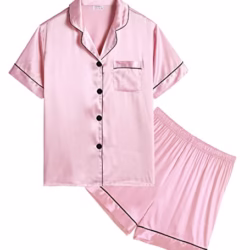 SWOMOG Kids Silk Pyjamas Girls Boys Short Sleeve Satin PJs Sets Button-Down Silky Nightwear Children Sleepwear Teens Age 4-16