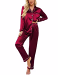Ekouaer Pyjamas for Women Silk Satin Pyjama Bride Pjs Set Two Piece Pj Sets Button Down Sleepwear