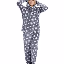 Womens Fleece Pyjamas Sets Fluffy Soft Hoodie Ladies Pyjamas Lounge Wear Sets