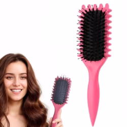 Curl Defining Brush,Curly Styling Hair Brush for Detangling,Combing,Shaping and Defining Curls For Women and Men Less Pulling,Reduce Pulling and Curl Separation (Pink)