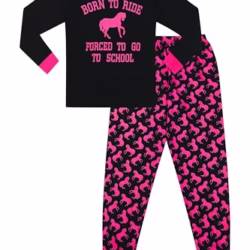 Girl's Born To Ride Forced To Go To School Long Cotton Pyjamas 7 to 16 Years