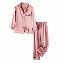 Girls Satin Pyjamas Sets Girls Boys Long Sleeve Button-Down Pjs Set 2PCs Silky Nightwear Sleepwear for 3-13Years