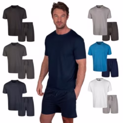 Light & Shade LSSET032 Men's Crew Neck T-shirt and Short Pyjama Set, Navy, XL