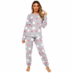 Style It Up Womens Printed Lounge Pyjama Two Piece Set - Plush Warm and Cosy Fleece Loungewear For Her - Available in Range of Sizes and Colours