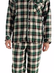 Bogari Mens Check Pyjama 2 Piece Set Brushed Cotton Flannel Warm and Comfortable Designed in Italy
