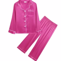 SWOMOG Kids Girls Silk Pyjamas Boys Long Sleeve Satin PJs Sets Button-Down Silky Nightwear Children Sleepwear