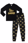 ThePyjamaFactory Girls Miss Sassy Gold Long Cotton Pyjamas PJs For Kids