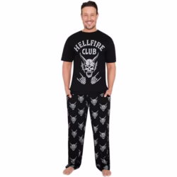 Stranger Things Mens Pyjamas Set, T-Shirt & Long Bottoms, Teens PJs Comfy Loungewear with Pockets, Soft Nightwear, Gifts for Him