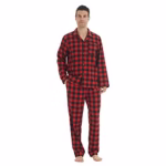 LANBAOSI Men's Pajama Sets Long Sleeve Checked Lounge Wear Set Flannel Pyjamas Plaid Top and Bottoms 2 Piece Winter Cotton Nightwear