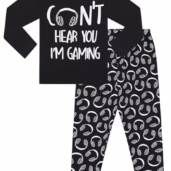 Boys Can't Hear You I'm Gaming Black Cotton Long Pyjamas