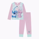 Disney Lilo & Stitch, Girls 2 Piece Pyjamas Set Featuring Stitch & Angel, Multicoloured, Age 5-12 Years