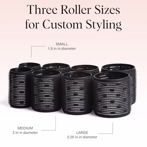 Kitsch Ceramic Thermal Hair Rollers Set 8pcs - Hair Curlers Rollers for Perfect Curls, Hot Rollers kit for long hair, Hair rollers for long hair, Hair Curler & Hair Roller, Ceramic Coated Core, Black - Image 5
