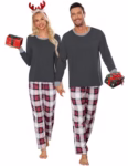 SWOMOG Matching Christmas Pyjamas for Couples Women & Men Buffalo Plaid Pjs pants Long Sleeve Holiday Family Top Sleepwear