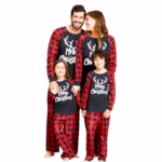 IFFEI Christmas Pyjamas Matching Family Pajamas Sets Xmas Pjs Letter Print Tops and Plaid Pants Sleepwear Nightwear for Women Men Kids Baby Pet