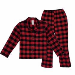 Kids Girls Boys Flannel Pyjamas Set Cotton Checked PJs Long Sleeve Top and Bottoms 2 Piece Winter Warm Loungewear Nightwear Age 7-13 Years