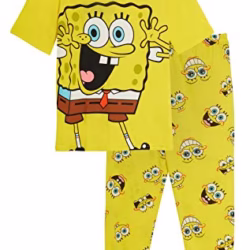 Spongebob Squarepants Kids Pyjamas Snuggle Fit Boys Girls Full Length Pjs Set with Short Sleeve T-Shirt Unisex Gift