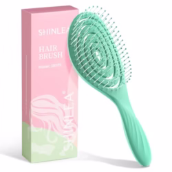 SHINLEA Hair Brush Anti Tangle Detangle, Wet & Dry Head Massaging Spiral Hairbrush for Women, Men, kids, Glide Through Tangles For All Hair Types (Green)