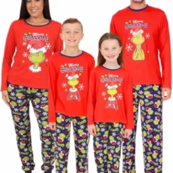 The Grinch Merry Grinchmas Matching Red Family Christmas Long Pyjamas