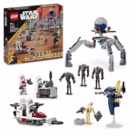 LEGO Star Wars Clone Trooper & Battle Droid Battle Pack, incl. 4 Minifigures, 5 Droids and a Speeder Bike with Shooters - Building Toys for 7+ Year Old Boys & Girls 75372