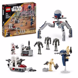 LEGO Star Wars Clone Trooper & Battle Droid Battle Pack, incl. 4 Minifigures, 5 Droids and a Speeder Bike with Shooters - Building Toys for 7+ Year Old Boys & Girls 75372