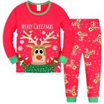 Kids Christmas Pyjamas Boys Girls Xmas Santa Claus Reindeer Snowmen Bear Pjs Set Children Sleepwear Cotton Long Sleeve Nightwear 2 Piece Outfit Clothes Set Age 2-12 Years Old