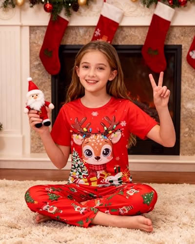 Fanient Girls Pyjamas Sets Colorful Printed Sleepwear Short Sleeve Nightwear Pjs 3 Piece Sets 7-14 Years - Image 3