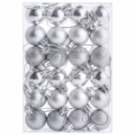 24 Pieces 30 mm Christmas Balls Decorations Shatterproof Xmas Tree Baubles Mini Hanging Balls for Christmas Tree Holiday Wedding Party Ornaments, Silver