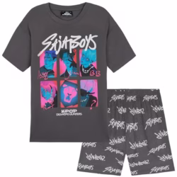 Official Girls Pyjama Set 5-14 Yrs, 2 Pcs Pjs Shorts & T-shirt, Huntrix Saja Boys Derpy Tiger Merch Gifts