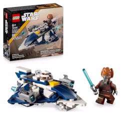 LEGO Star Wars: The Clone Wars Plo Koon’s Jedi Starfighter Microfighter, Collectible Building Toy for Kids, Gift for Boys, Girls and Fans Aged 6 Years Old and Over, Includes a Blue Lightsaber 75400