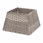 Christmas Village Rattan Tree Skirt Wicker Stand Base Festive Xmas Basket Cover Decor Perfect for Indoor Home & Office Floor Use, Tidy Decor – Folds for Easy Storage - GREY (SQUARE)