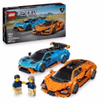 LEGO Speed Champions Lamborghini Revuelto & Huracán STO - Toy Race Cars Model Kit incl. 2 Driver Minifigures - Birthday Gift for 10+ Year Old Boys - 77238