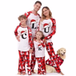 Family Christmas Pyjamas Set Mens Womens Letter Printed Xmas Matching Pyjama Kids Comfortable His and Hers Pjs Family Cartoon Cute Boys Girls Matching Christmas Pj