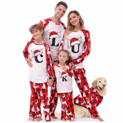Family Christmas Pyjamas Set Mens Womens Letter Printed Xmas Matching Pyjama Kids Comfortable His and Hers Pjs Family Cartoon Cute Boys Girls Matching Christmas Pj