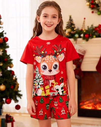 Fanient Girls Pyjamas Sets Colorful Printed Sleepwear Short Sleeve Nightwear Pjs 3 Piece Sets 7-14 Years - Image 4