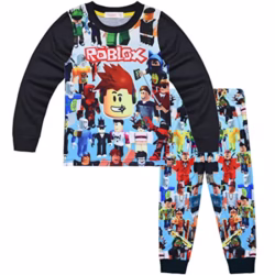 Roblox Pjs for Boys Short Sleeve T-shirt Pants Nightwear Set Girls 3D Gaming Character Sleepwear Kids Pajamas 2Pcs