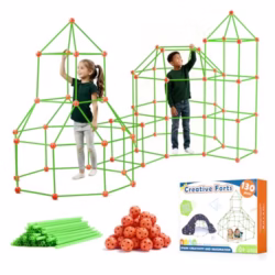 Tiny Land Kids Fort Building Kit - 130 Piece, Construction Toys for 5+ Years Old Boys & Girls, Den Building Kit DIY Play Tent Indoor & Outdoor, STEM Building Toys - Fort, Play House, Secret Base
