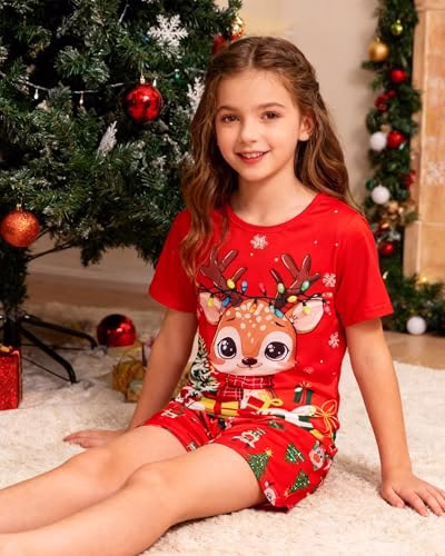 Fanient Girls Pyjamas Sets Colorful Printed Sleepwear Short Sleeve Nightwear Pjs 3 Piece Sets 7-14 Years - Image 6