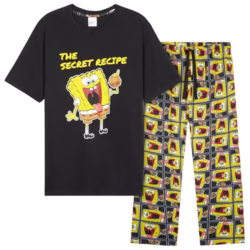 SpongeBob SquarePants Mens Pyjamas Set T-Shirt and Long Bottoms Teens PJs Comfy Loungewear Nightwear Funny Gifts for Men
