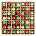 VEYLIN Mini Glitter Christmas Baubles, 49pcs 3cm for Tree Decoration (Red and Green)