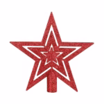 VEYLIN Christmas Tree Topper,20CM Gold Glittered Star Christmas Tree Topper Star Tree Topper for Christmas Tree Ornament(Red)