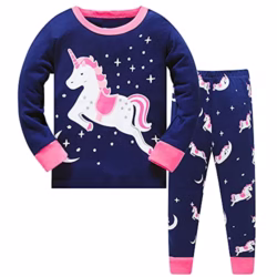 LitBud Girls Pajamas Unicorn,Sleepwears 2pcs Long Sleeves Pjs Nightwear Tops + Pants Sets Nightwear Outfits for Kids Toddler 2-10 Years